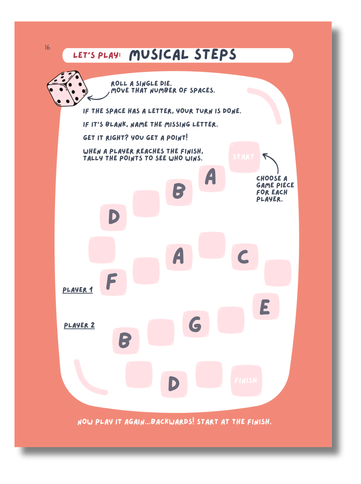 A Musical Steps game page from the Pre-Reading Writing Book