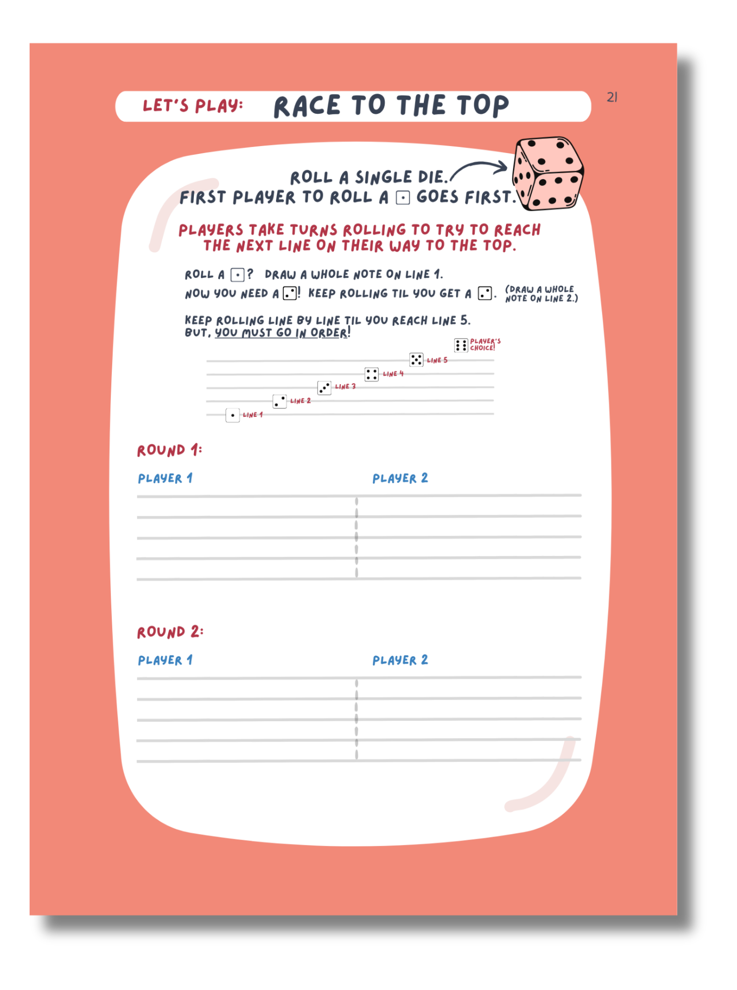 A Race to the Top game page from the Primer Writing Book